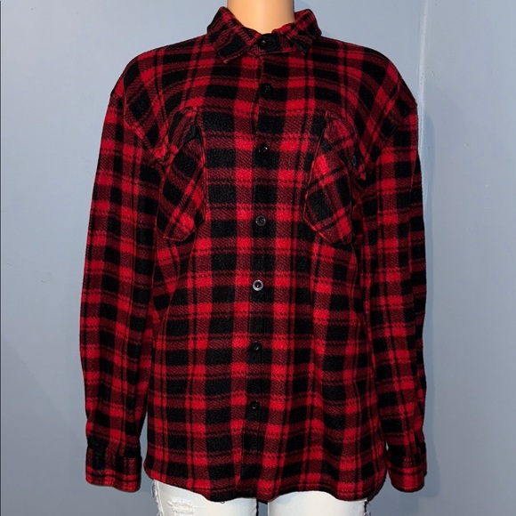 Mountain Expeditions Tops - Red and Black Plaid Button-Up Flannel Shirt - Size XL